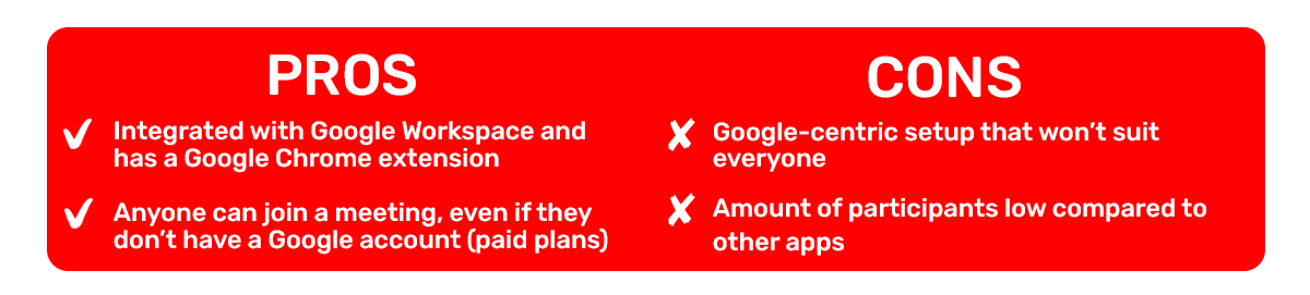 Google Meet pros and cons