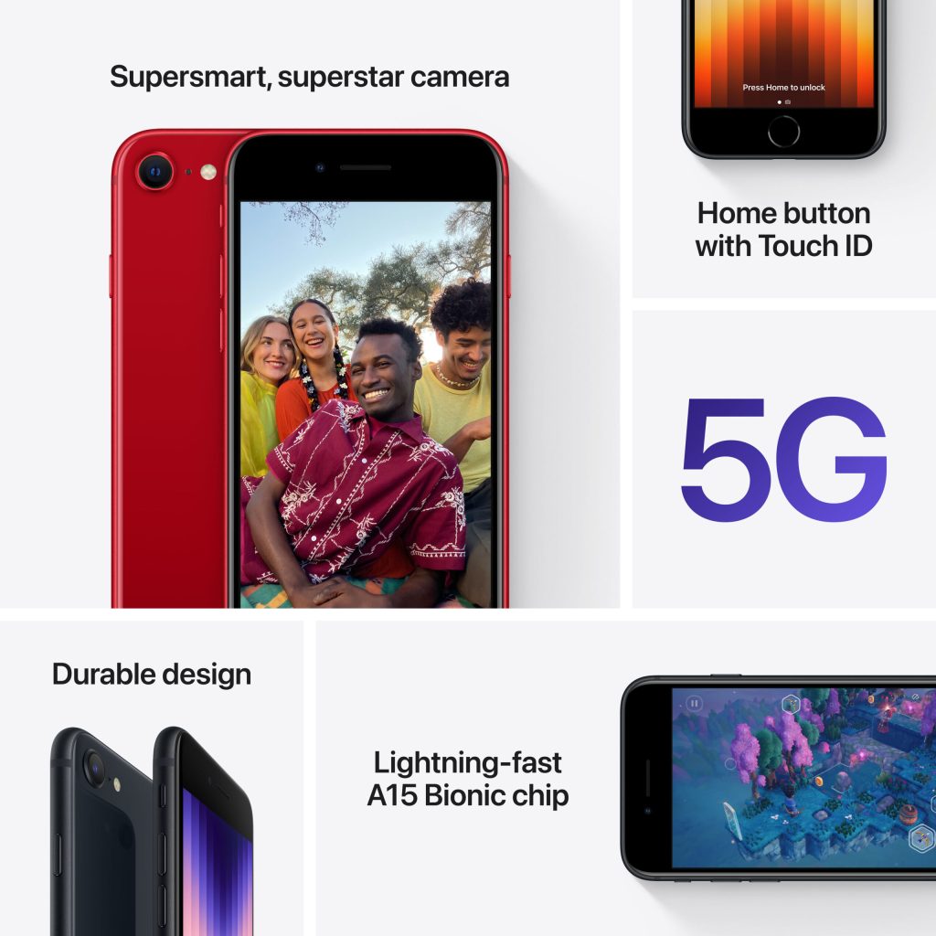 Image grid of 5G enabled Apple iPhone SE 2022