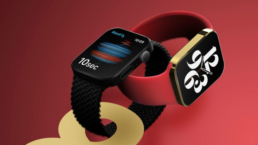 Apple Watch 8 Pro and Max models intertwined product image