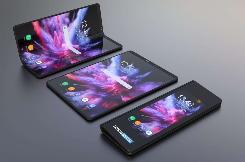 Samsung new folding smartphones models in various positions