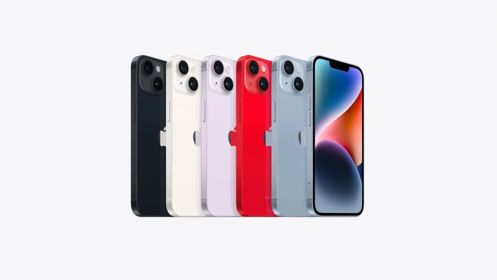 Apple iPhone 14 series all colours including red, black, white, starlight