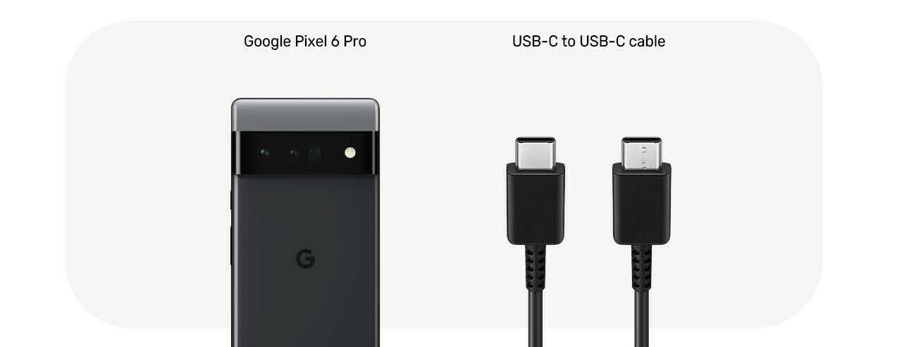 Google Pixel 6 Pro business deals box contents including smartphone and USB-C charger