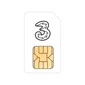 Cutout of Three Business SIM card only contract deal with Unlimited Data