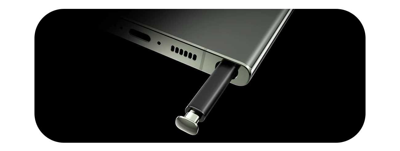 Close up shot of S23 Ultra S-Pen smartphone stylus