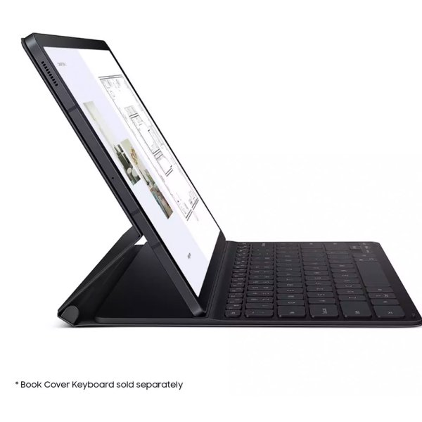 Side profile shot of Samsung Tab S7 FE for business with connectable keyboard