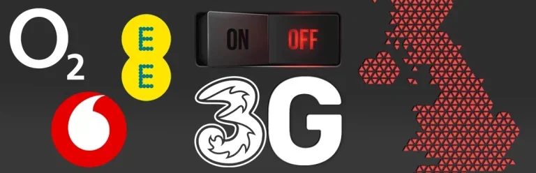 UK 3G Network Switch-Off with O2, EE, Vodafone, and Three Mobile banner