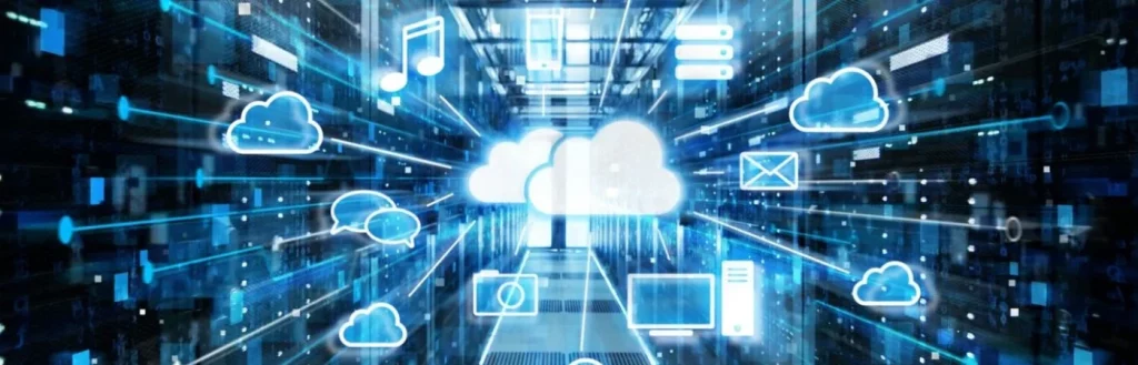 Infographic of sharing business data across a cloud network