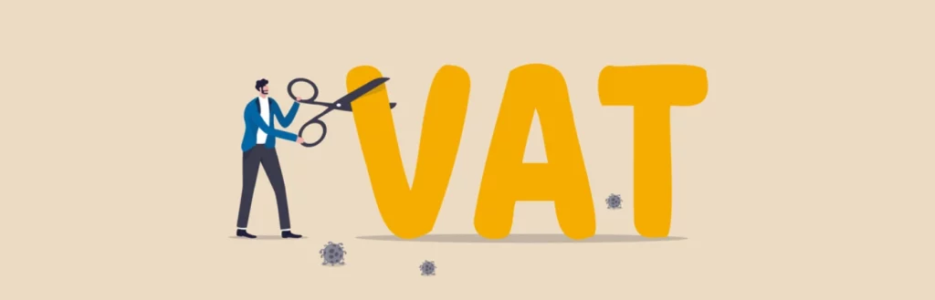 Inforgraphic of business man cutting VAT costs