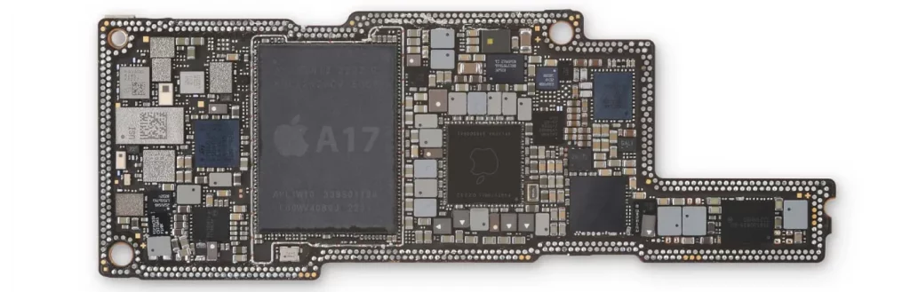 Apple iPhone 15 new A17 bionic chip and circuit board