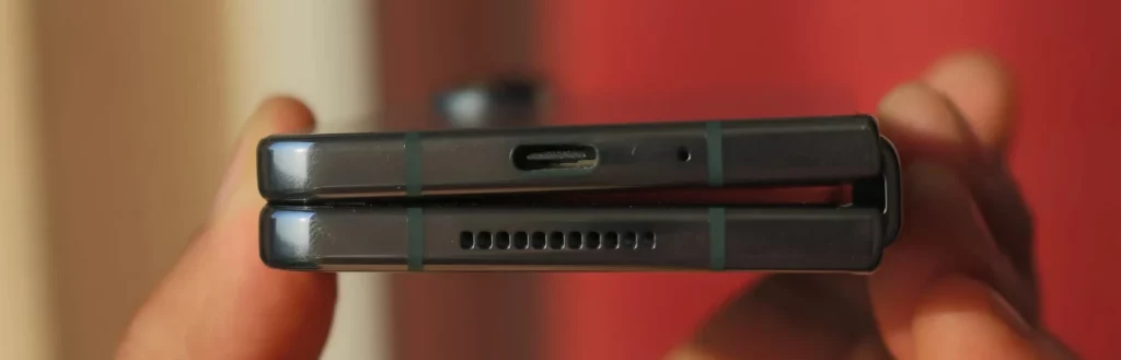 Close up shot of Samsung Galaxy Z Fold 4 charging port