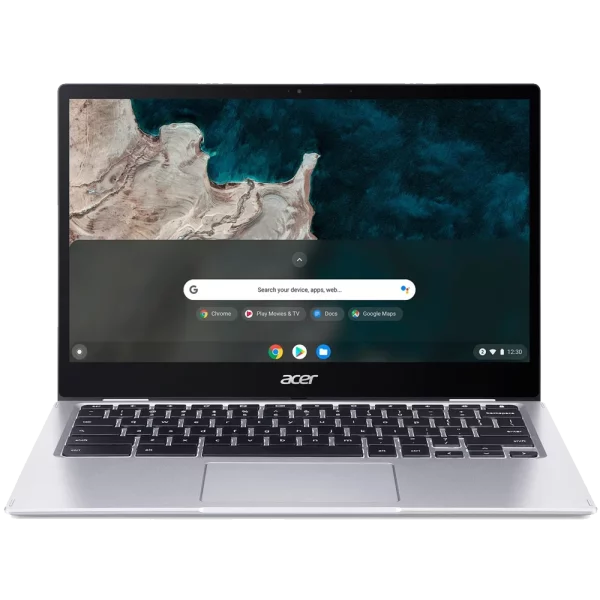 Open Acer Chromebook Spin 513 with keyboard and display