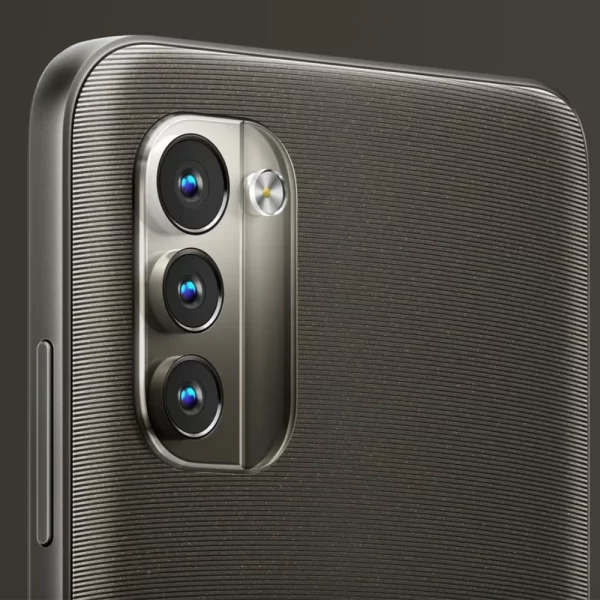 Close up shot of Nokia G11 triple camera system and case