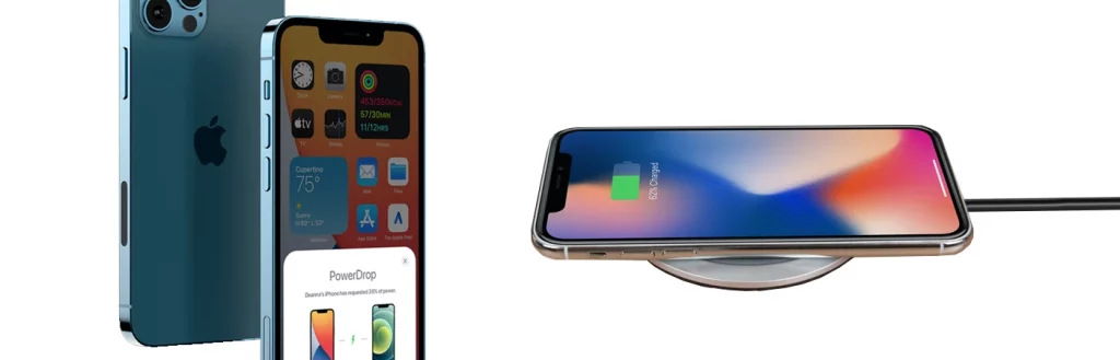 iPhone receiving power from another iPhone and wireless charger with Reverse Wireless Charging