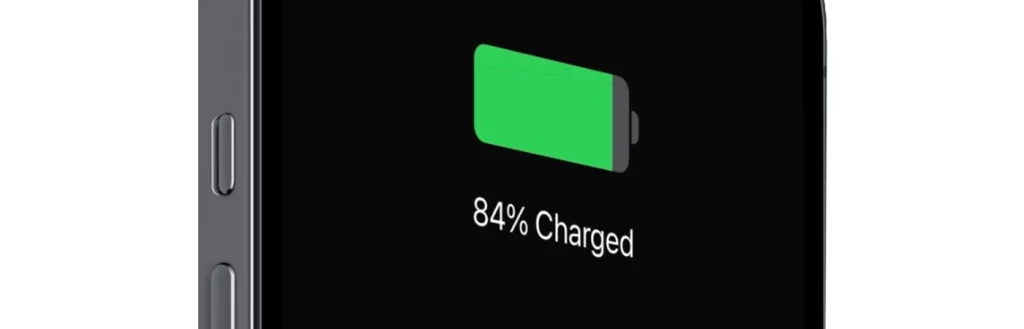 Apple iPhone displaying battery life and charging