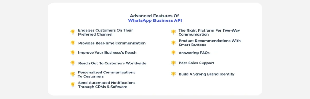List of WhatsApp Business API advanced settings 