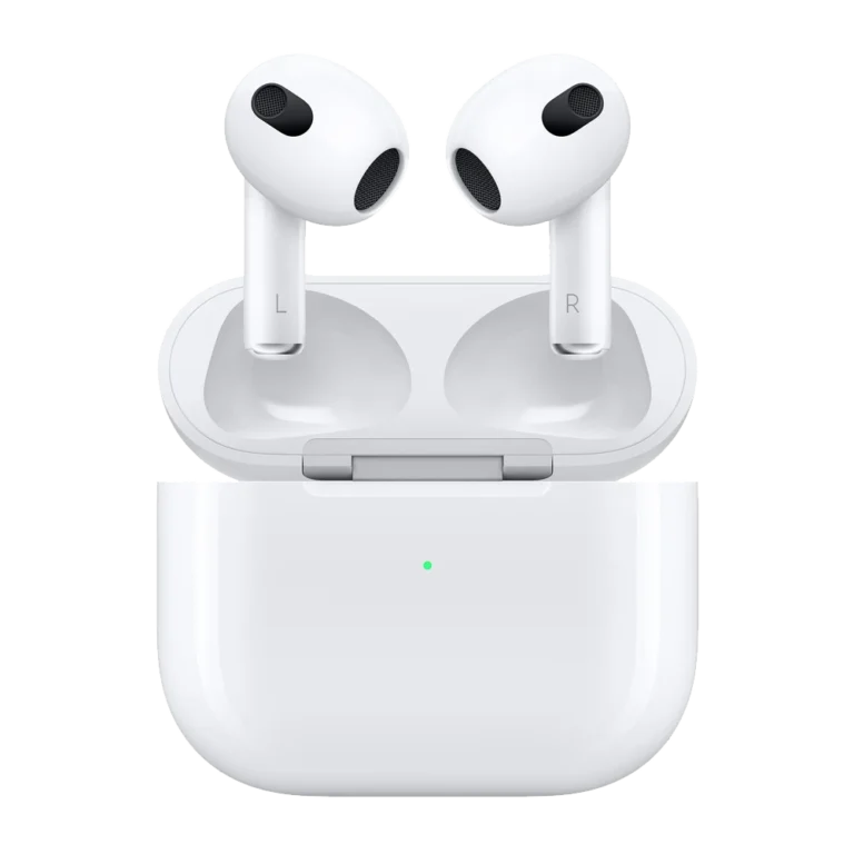 Apple AirPods (4th Generation) in white with Magsafe fast-charging case