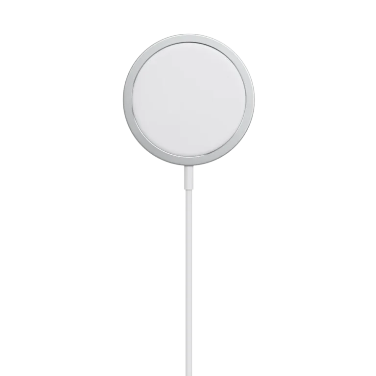 Cutout of Apple Magsafe wireless charger in grey