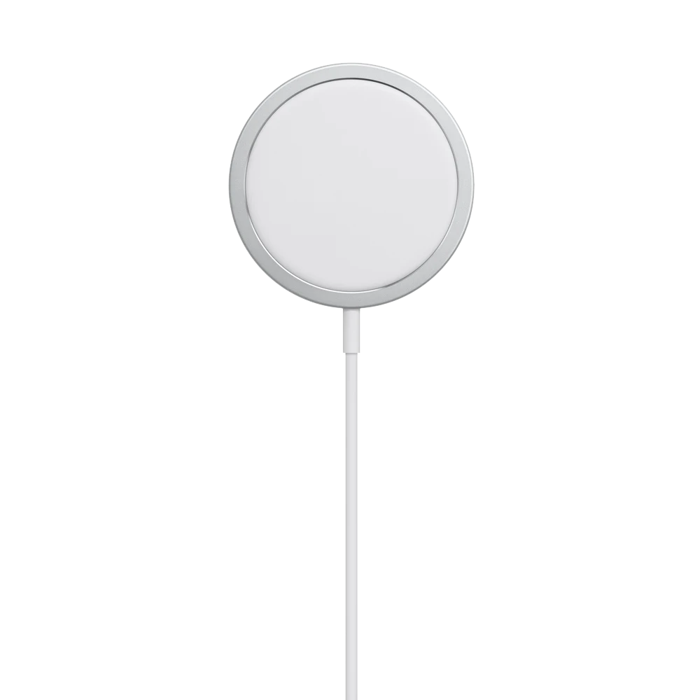 Cutout of Apple Magsafe wireless charger in grey