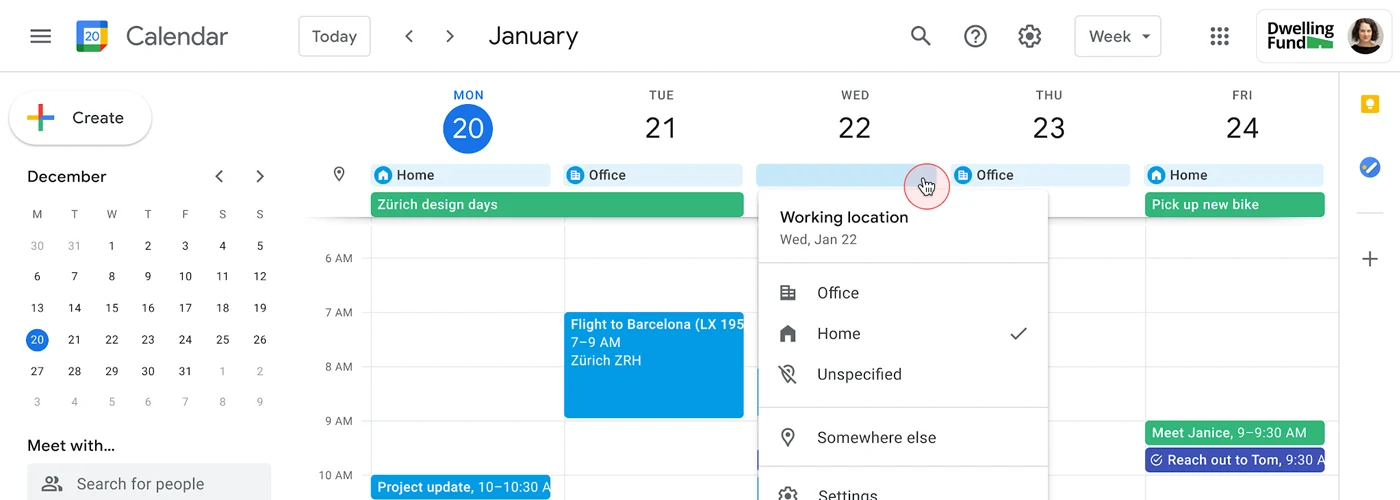 Screenshot of Google Calendar on desktop