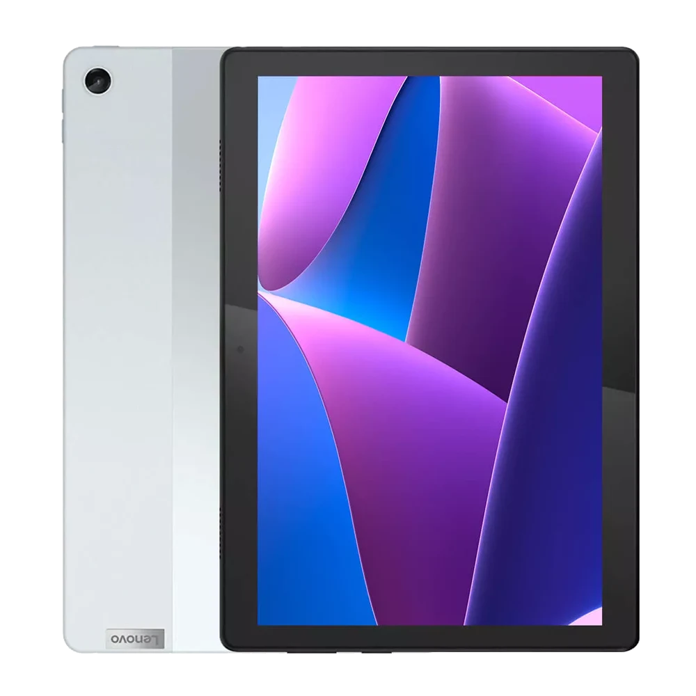 Front and rear side of Lenovo Tab M10 in silver for business