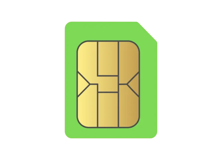 Cutout of green SIM card