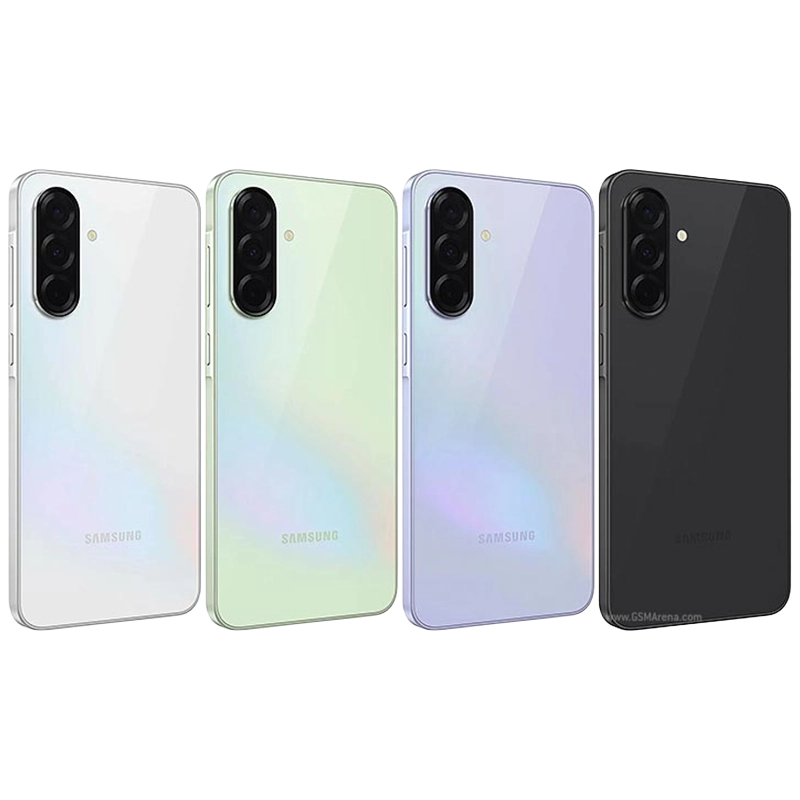 Row of Galaxy A36 smartphones in all colour options