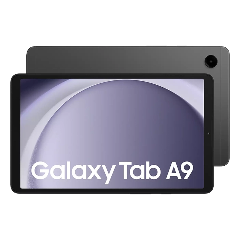 Front & rear side of Galaxy Tab A9 4G in grey