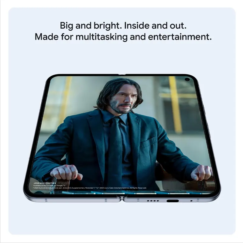 Google Pixel 10 Pro Fold full screen watching a movie