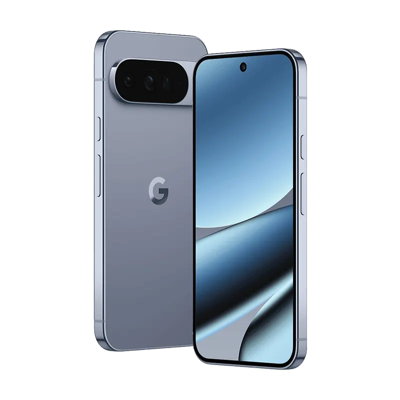 Google Pixel 10 Pro and Pro XL models next to each other in Moonstone Grey