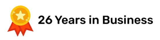 26 years in Business icon with medal