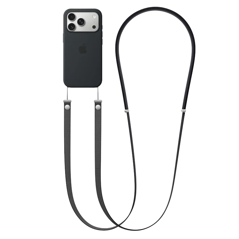 Cutout of Apple iPhone crossbody strap in Black