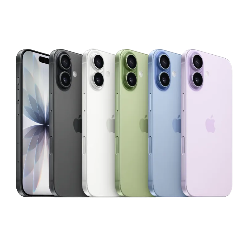 Row of iPhone 17 models in all colours