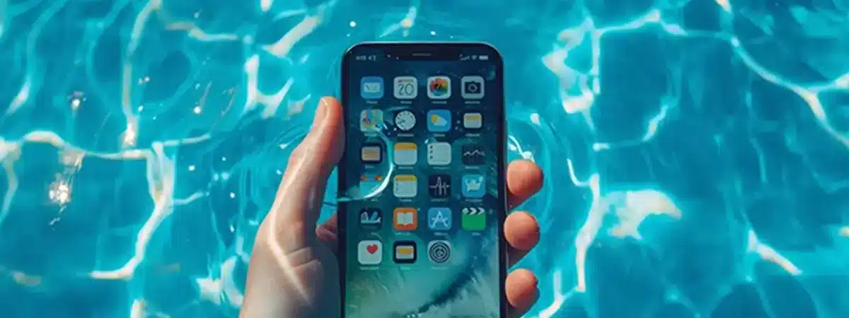 Person submerges Apple iPhone with water in speakers