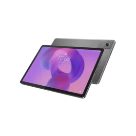 Angled view of the Lenovo Idea Tab 4G tablet with a vibrant screen, showing the metal back panel and camera module.