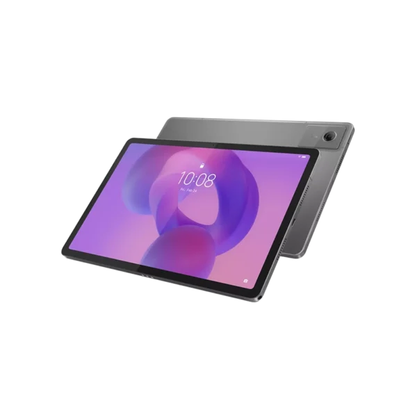 Angled view of the Lenovo Idea Tab 4G tablet with a vibrant screen, showing the metal back panel and camera module.