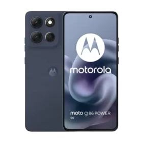 Front view of the Motorola G86 Power (Pantone Spellbound) showing the 6.67-inch Super HD pOLED display with narrow bezels.
