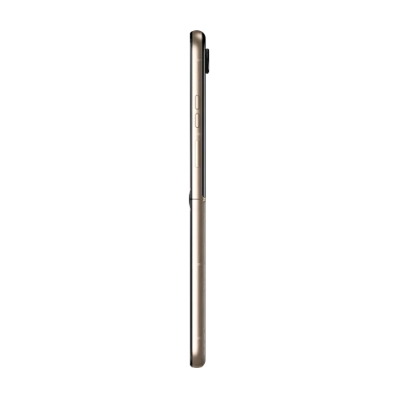 Side profile of the Motorola Razr 60 Ultra unfolded, highlighting the thinness and hinge mechanism.