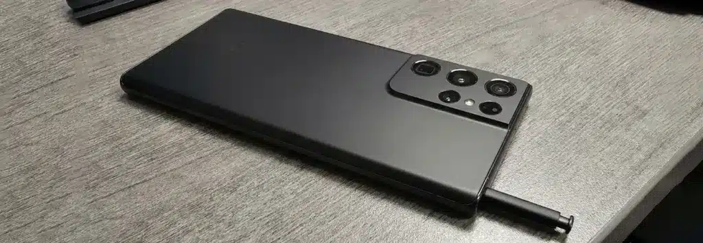 Close up shot of Samsung Galaxy S26 Ultra concept with quad camera and S-Pen stylus