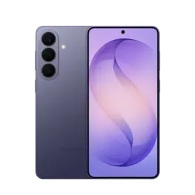 Cutout of front/rear side of Samsung Galaxy S26 in Cobalt Violet