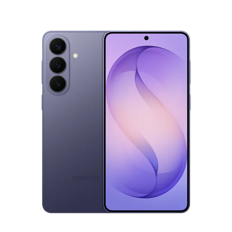 Cutout of front/rear side of Samsung Galaxy S26 in Cobalt Violet