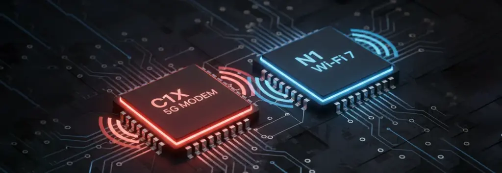 Design concept for Apple A19 bionic chip and N1 Wi-Fi 7 chip