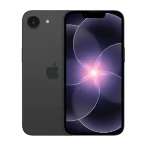 iPhone 17e in Black, front and back view