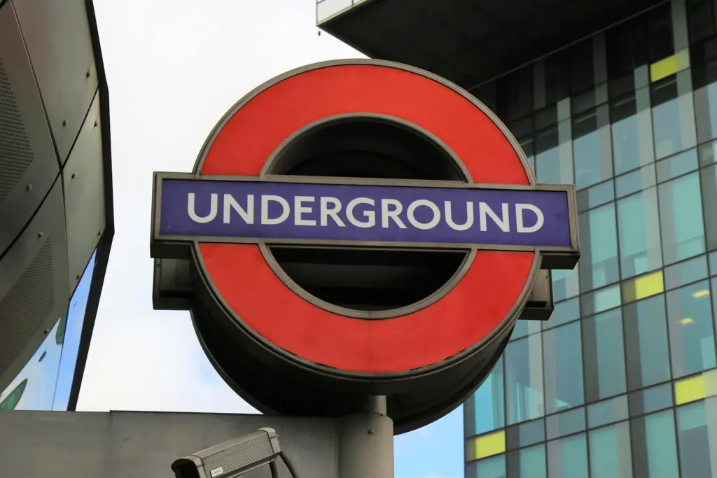 London Underground signpost in the city