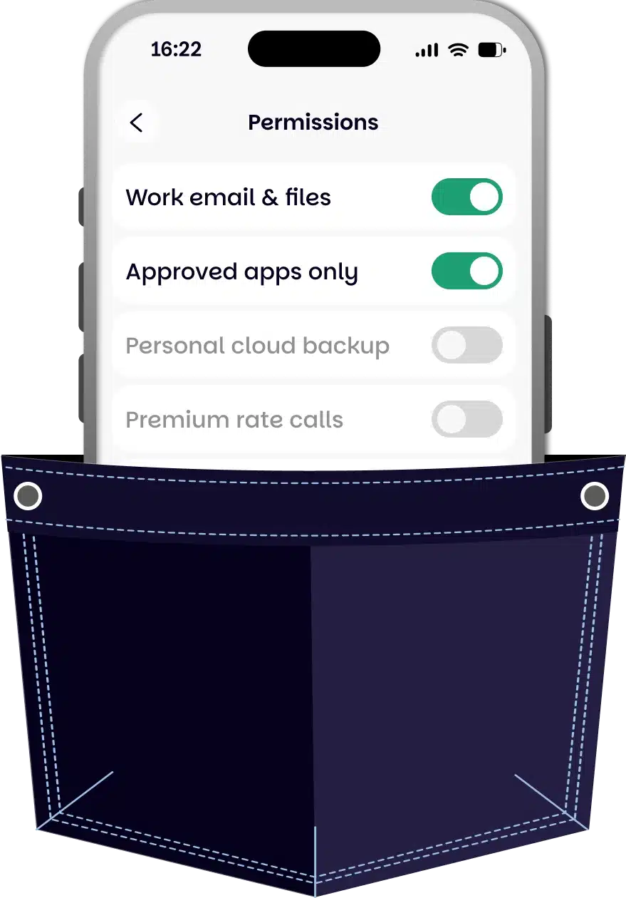Phone showing access control settings