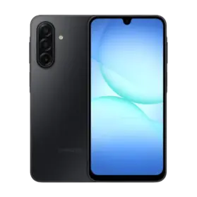 Front and rear side of Samsung Galaxy A17 5G in Black showing screen and camera