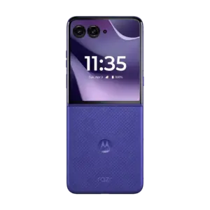 Rear shot of Motorola Razr 70 Ultra Pantone in Orient Blue