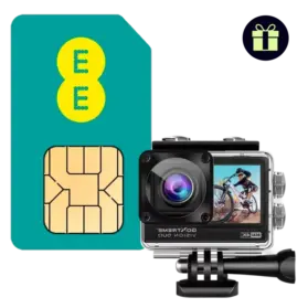 EE SIM 10GB + FREE GoXtreme Vision Duo 4K Ultra HD Action Camera gift