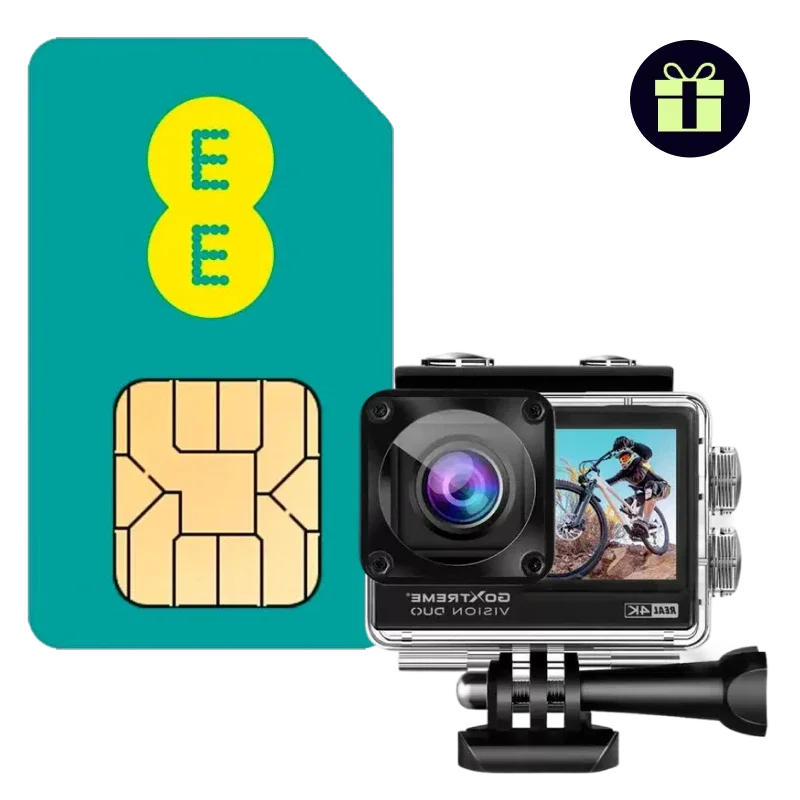 EE SIM 10GB + FREE GoXtreme Vision Duo 4K Ultra HD Action Camera gift