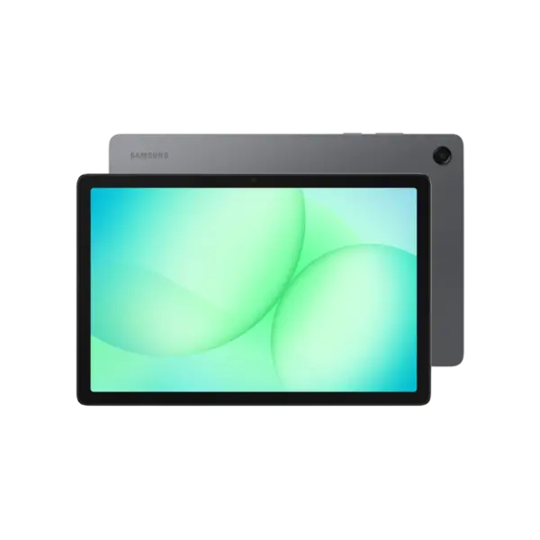 Front & rear side of Samsung Galaxy Tab A11+ 5G in grey, showcasing screen and camera