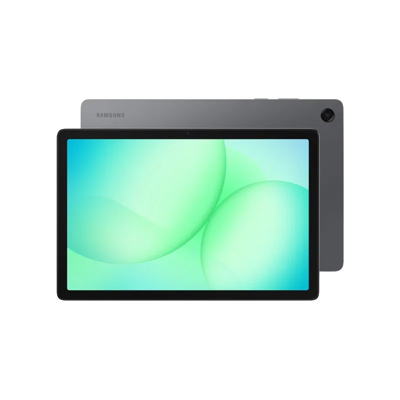 Front & rear side of Samsung Galaxy Tab A11+ 5G in grey, showcasing screen and camera